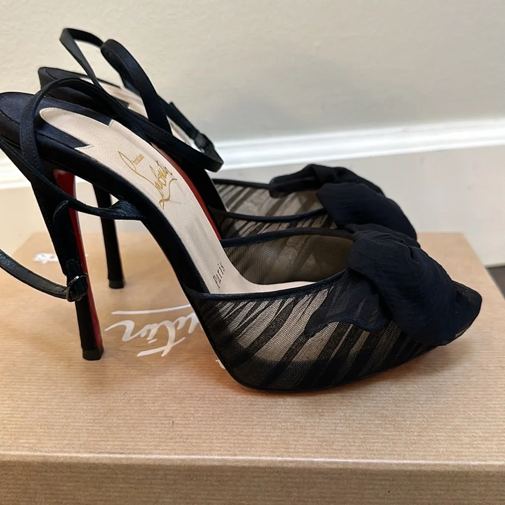 Christian Louboutin black satin heels - Picture 3 of 11